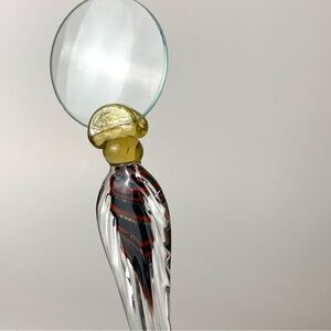 Elegant Glass Art Sculpture with Magnifying Glass